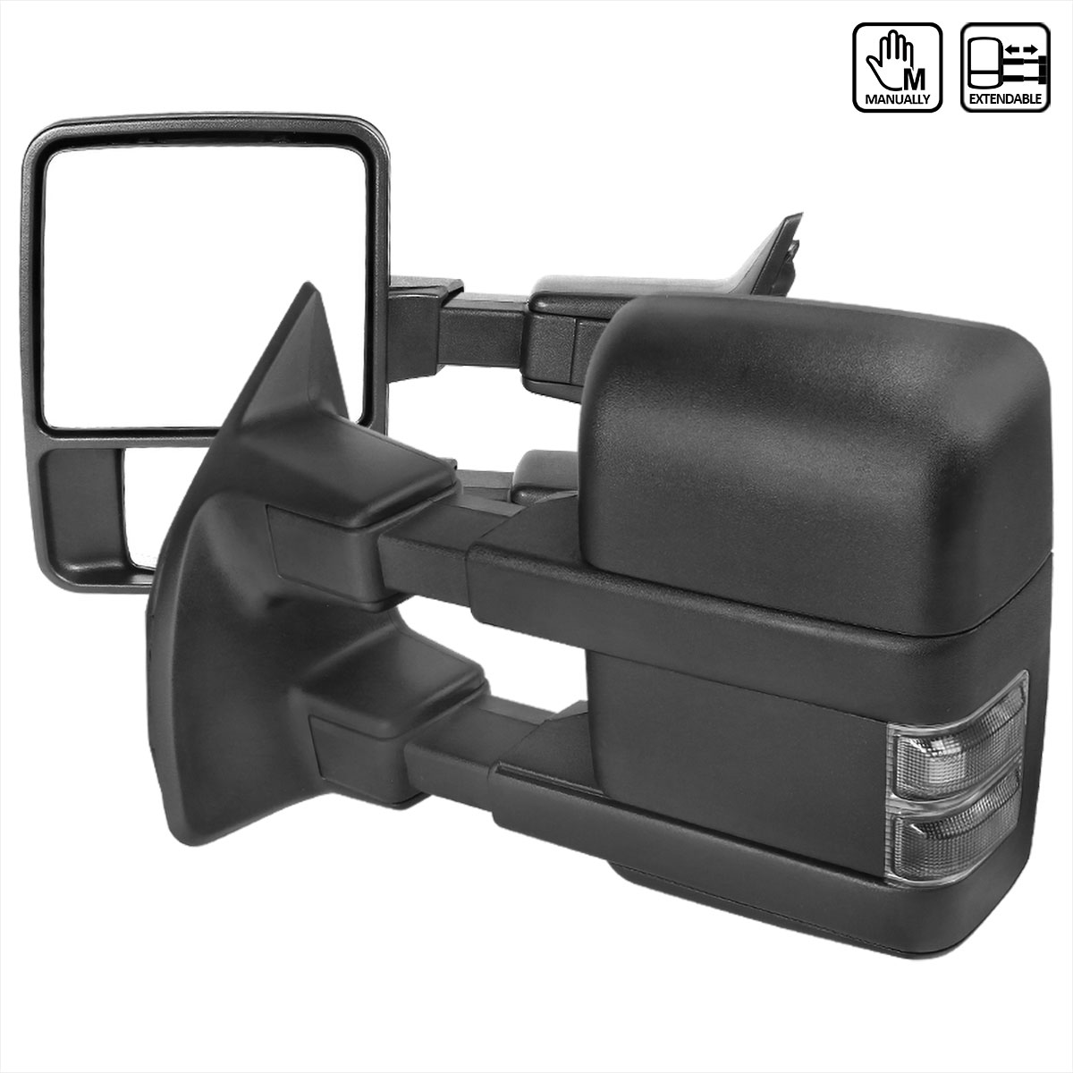 Spec-D Tuning rmx-f25003g2g-m-fs | SPEC-D Tuning Ford F250 Super Duty Towing Mirrors Black - Smoke Signal Manual; 2003-2015