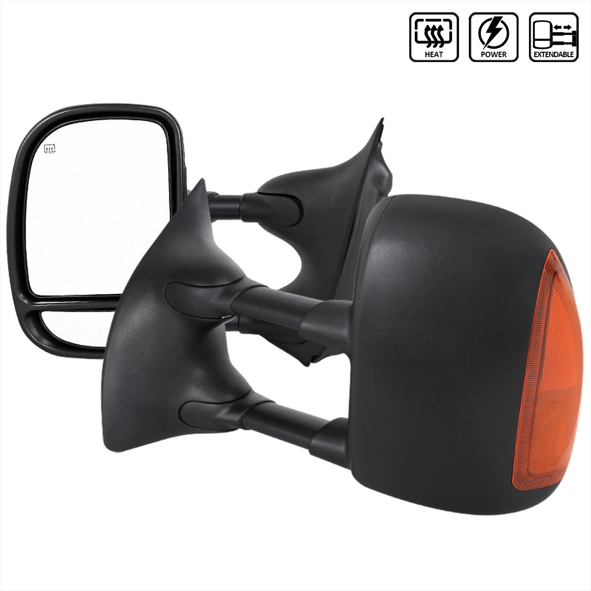 Spec-D Tuning rmx-f25099ledh-p-fs | SPEC-D Tuning Ford F250 Towing Mirrors - Power Heated Led; 1999-2007