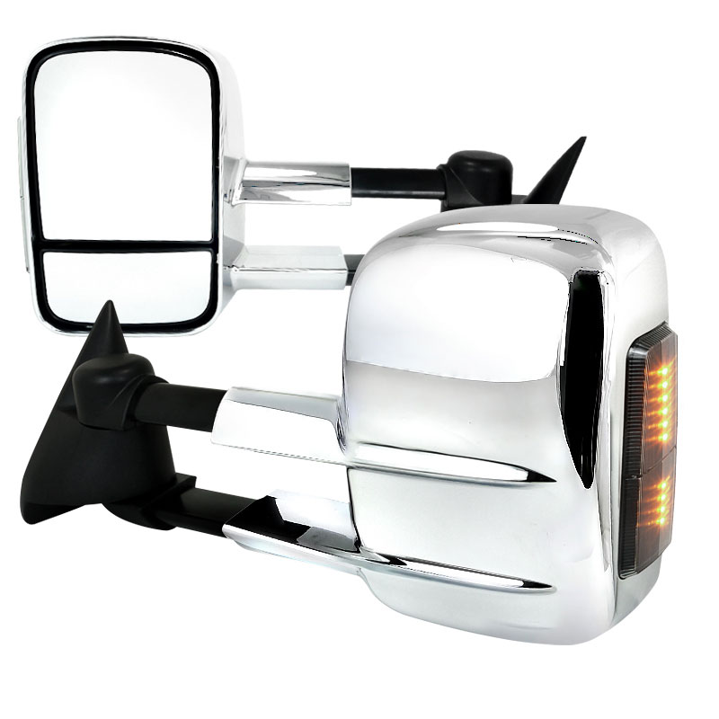 Spec-D Tuning rmx-siv03crledh-p-fs | SPEC-D Tuning Chevrolet Silverado Towing Mirrors Power Chrome Cover With LED Signal; 2003-2006