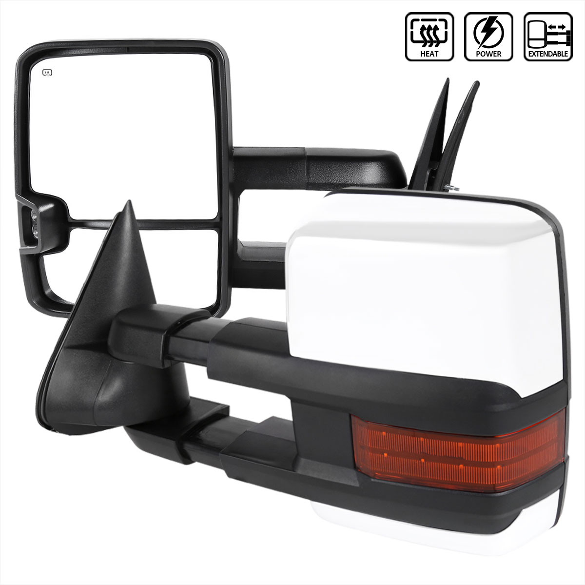 Spec-D Tuning rmx-siv03g2ledhp-fs | SPEC-D Tuning Chevrolet Silverado Towing Mirror Chrome Cvr Power Heated Led; 2003-2006