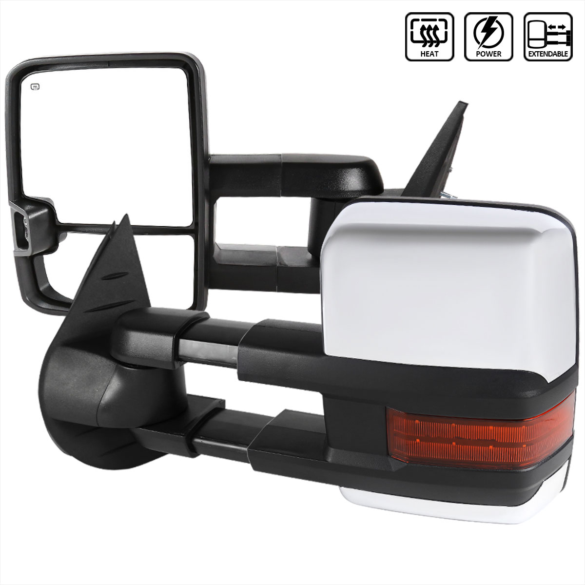 Spec-D Tuning rmx-siv07g2ledhp-fs | SPEC-D Tuning Chevrolet Silverado Towing Mirror Chrome Cvr Power Heated Led; 2007-2013