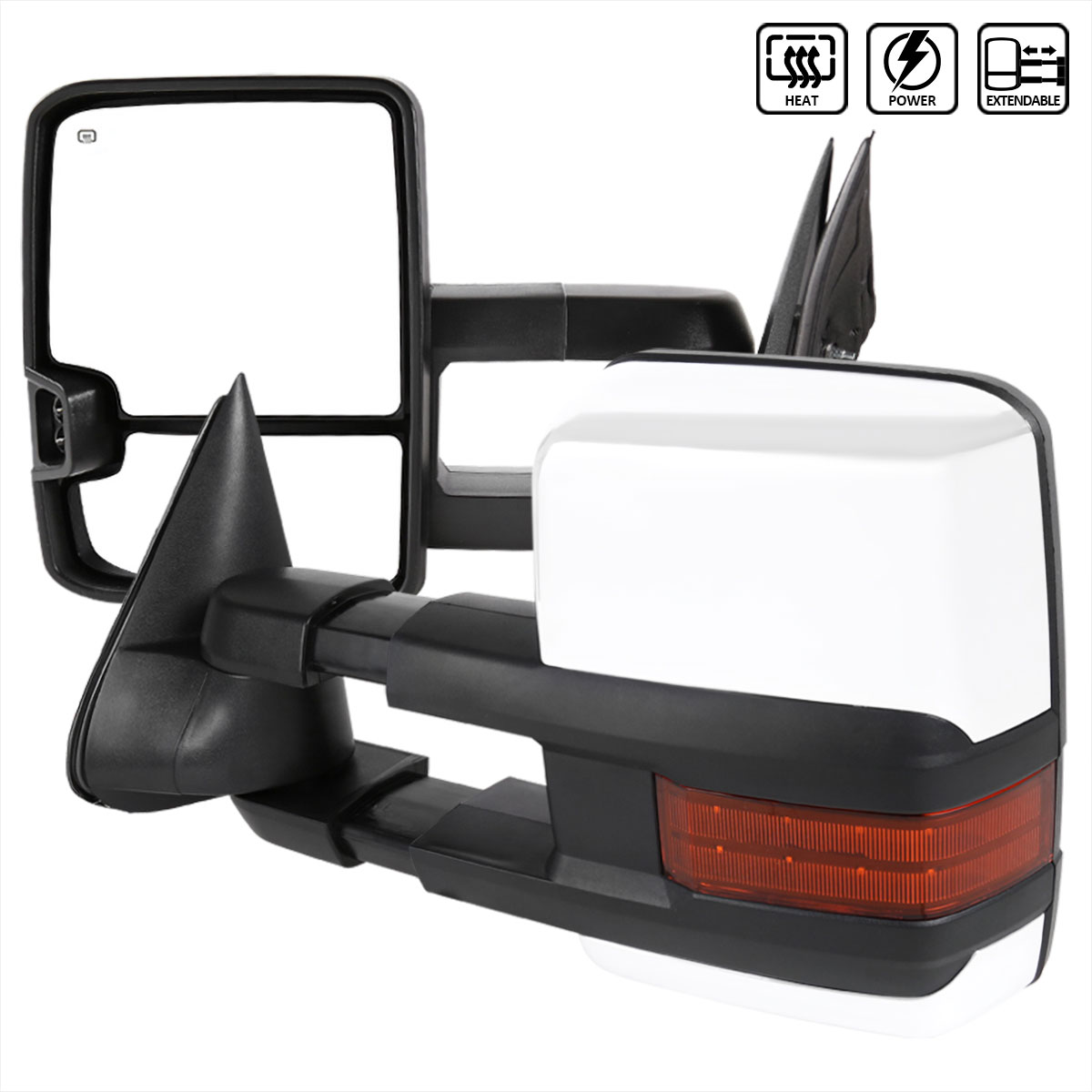 Spec-D Tuning rmx-siv99g2ledhp-fs | SPEC-D Tuning Chevrolet Silverado Towing Mirror Chrome Cvr Power Heated Led; 1999-2002