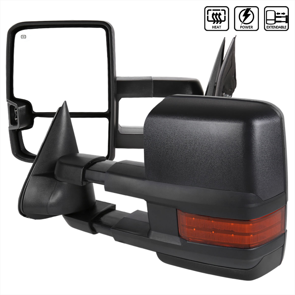 Spec-D Tuning rmx-siv99g3ledhp-fs | SPEC-D Tuning Chevrolet Silverado Chrome Cover Towing Mirrors - Power Heated; 1999-2002