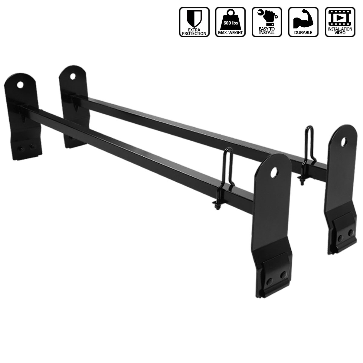 Spec-D Tuning rrb-6015bk-wb | SPEC-D Tuning 2 Bar Ladder Rack With Gutters