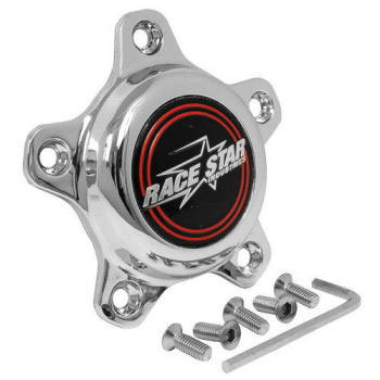 Race Star 615-5095-1 | 5 Lug Cap Tall Plastic Chrome (incl. Medallion & Screws)