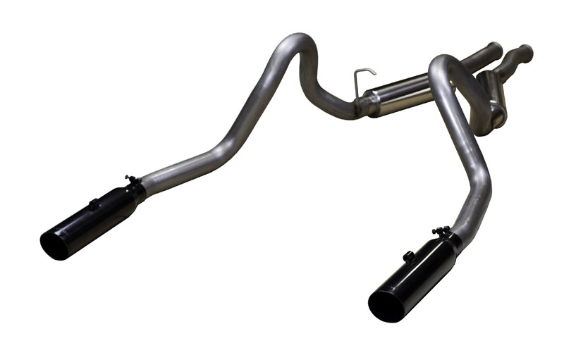 Pypes Exhaust SFM29VB | Pypes Mustang Pype Bomb Cat Back System - Phantom Black Tips; 1994-2004