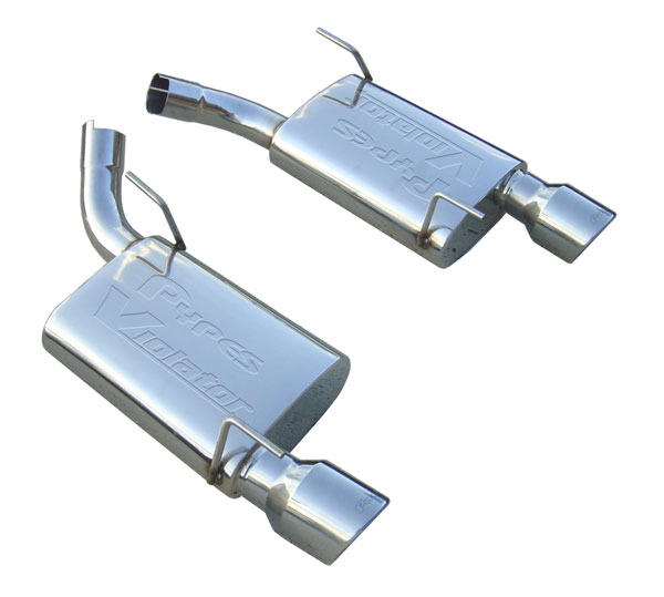 Pypes Exhaust SFM60VS | Pypes 304 Stainless Steel Violator Axle-Back w/ Polished 304 Tips for Mustang GT V8; 2005-2010