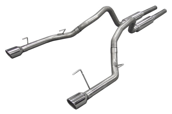 Pypes Exhaust SFM66 | Pypes 409 Stainless Steel MID-MUFFLER Catback w/ Polished 304 Tips for Mustang GT V8; 2005-2010