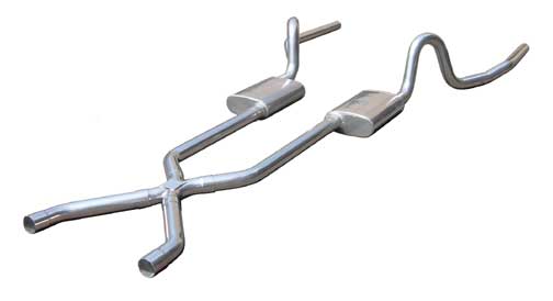 Pypes Exhaust SGA13SS | Pypes CUTLASS & 442 3" Crossmember-back System w/ X-pipe 304 STNLS No Mufflers; 1964-1977