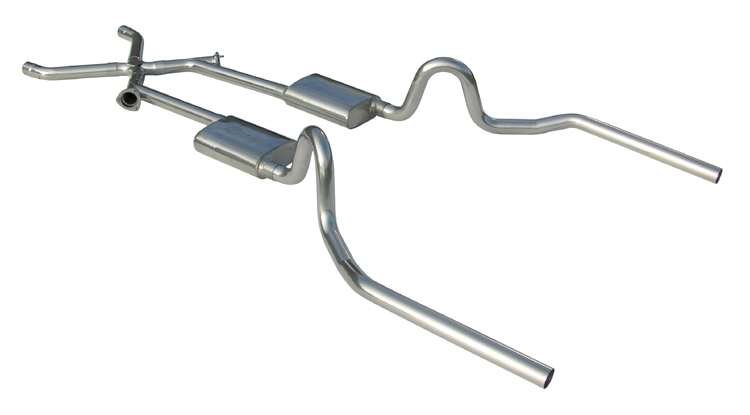 Pypes Exhaust SGA14R36 | Pypes A-Body 3" Crossmember Back w/X-Change System with 18" Race Pros; 1964-1972