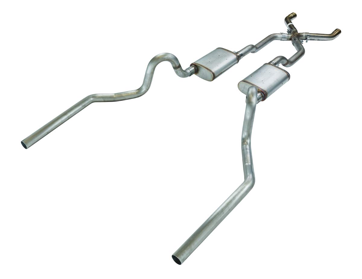 Pypes Exhaust SGA20V | Pypes Grand Prix 2.5" High Tuck Exhaust Crossmember-back System w/ X-pipe Violator; 1964-1972