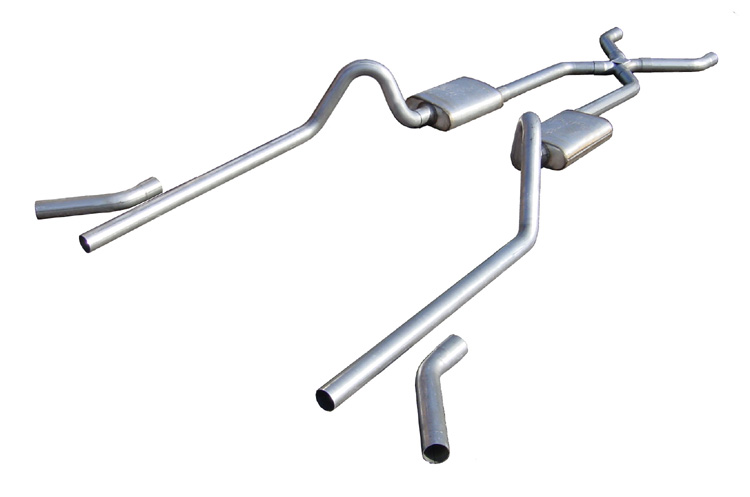 Pypes Exhaust SGC10 | Pypes Chevy 2.5" Crossmember-back System w/ X-pipe NO MUFF; 1955-1957