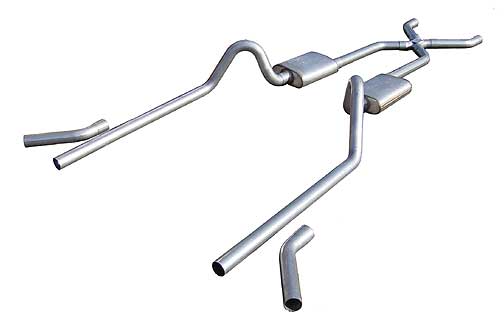 Pypes Exhaust SGC10R | Pypes Chevy 2.5" Crossmember-back System w/ X-pipe with RacePro Mufflers; 1955-1957