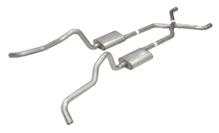 Pypes Exhaust SGC16 | Pypes Chevy Wagon 2.5" Crossmember-back System w/ X-pipe No Mufflers; 1955-1957