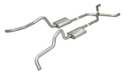 Pypes Exhaust SGC16R | Pypes Chevy Wagon 2.5" Crossmember-back System w/ X-pipe with Race Pro Mufflers; 1955-1957