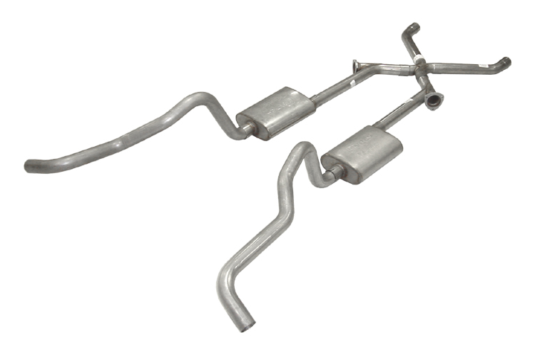 Pypes Exhaust SGC17 | Pypes Chevy Tri-Five Wagon 2.5" Crossmember Back w/ X-Change No Mufflers; 1955-1957