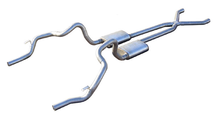 Pypes Exhaust SGF11 | Pypes Firebird Crossmember-back Systems 2.5" Rear-Exit w/ X-pipe w/o Mufflers; 1970-1981