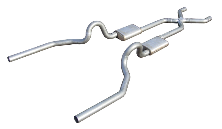 Pypes Exhaust SGG22 | Pypes EL Camino 2.5" Crossmember-back SS System w/ X-pipe No Mufflers; 1978-1988