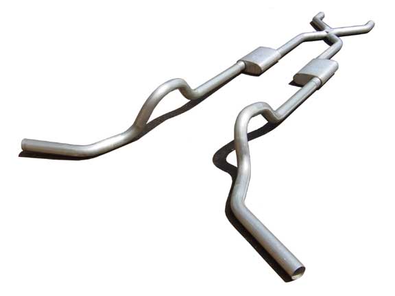 Pypes Exhaust SGT79R | Pypes 2.5" GM Truck Crossmember-back System w/ X-pipe RacePro; 1967-1987