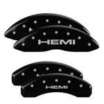 MGP 4 Caliper Covers Engraved Front & Rear Hemi Black finish silver ch; 2012-2012