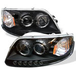 Spyder Ford Expedition ( Manu. Date June ) 1PC Halo LED ( Replaceable LEDs ) Projector Headlights - Black - (PRO-YD-FF15097-1P-AM-BK)