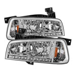 xTune Dodge Charger 1PC LED Crystal Headlights - Chrome