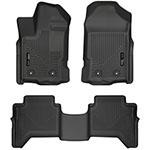 Husky Liners 2019+ Ford Ranger SuperCrew Cab Weatherbeater Black Front & 2nd Seat Floor Liners; 2019-2023