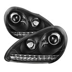 Spyder Porsche Cayenne Projector Headlights - Xenon/HID Model Only - DRL LED - Black - (PRO-YD-PCAY03-HID-DRL-BK)