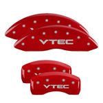 MGP 4 Caliper Covers Engraved Front & Rear Vtech Red finish silver ch; 2006-2008