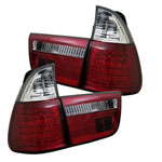 Spyder BMW E53 X5 4PCS LED Tail Lights - Red Clear - (ALT-YD-BE5300-LED-RC); 2000-2006