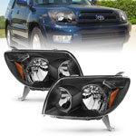 ANZO 2003-2005 Toyota 4Runner Crystal Headlights Black; 2003-2005