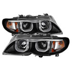 Spyder BMW E46 3-Series 4DR 1PC 3D DRL Projector Headlights - Black - (PRO-YD-BMWE4602-4D-3DDRL-BK); 2002-2005