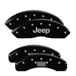 MGP 4 Caliper Covers Engraved Front JEEP Engraved Rear JEEP Grill logo Black finish silver ch; 2012-2012