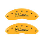 MGP 4 Caliper Covers Engraved F & R Cursive/Cadillac Yellow Finish Black Char 2007 Cadillac DTS