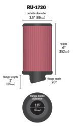 K&N Engineering RU1720 - K&N Filter Universal Rubber Round Air Filter ...