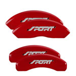 MGP 4 Caliper Covers Engraved Front & Rear No bolts/Sport Red finish silver ch; 2011-2014