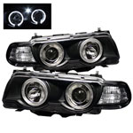 Spyder BMW E38 7-Series HID TYPE 1PC Halo Amber Projector Headlights - Black - (PRO-YD-BMWE3899-HID-HL-BK)