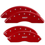 MGP 4 Caliper Covers Engraved Front & Rear MGP Red finish silver ch; 2009-2016