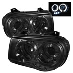 Spyder Chrysler 300C Halo LED ( Replaceable LEDs ) Projector Headlights - Smoke - (PRO-YD-C300C-HL-SM)