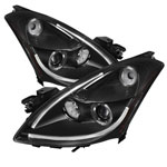 Spyder Nissan Altima 4Dr Projector Headlights - Light Tube DRL LED Halo - Black - (PRO-YD-NA104D-LTDRL-BK)