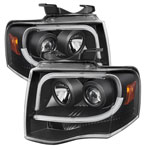 Spyder Ford Expedition Projector Headlights - Light Tube DRL - Black - (PRO-YD-FE07-LTDRL-BK)