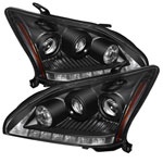 Spyder Lexus RX330 Projector Headlights - Halogen Model Only - DRL LED - Black - (PRO-YD-LRX35004-DRL-BK); 2004-2006