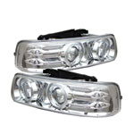 Spyder Chevrolet Suburban 1500/2500 Halo LED ( Replaceable LEDs ) Projector Headlights - Chrome - (PRO-YD-CS99-HL-C); 2000-2006