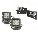 Rugged Ridge 07-18 Jeep Wrangler JK Square Windshield LED Light Kit w/ Brackets; 2007-2018