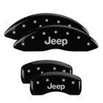 MGP 4 Caliper Covers Engraved Front & Rear JEEP Black finish silver ch; 2016-2016