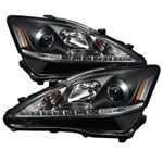 Spyder Lexus IS 250/350 Projector Headlights - DRL - Black - (PRO-YD-LIS06-DRL-BK)