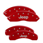 MGP 4 Caliper Covers Engraved Front & Rear JEEP Red finish silver ch; 2012-2012