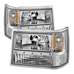 xTune Jeep Grand Cherokee 1PC Crystal Headlights - Chrome; 1993-1998