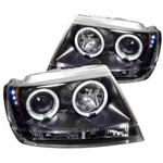 Spyder Jeep Grand Cherokee ( Non Laredo Limited Sport Version ) Halo LED ( Replaceable LEDs ) Projector Headlights - Black - (PRO-YD-JGC99-HL-BK)