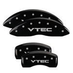 MGP 4 Caliper Covers Engraved Front & Rear Vtech Black finish silver ch; 2006-2008